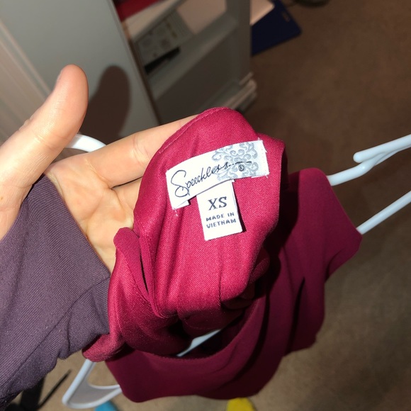 Burgundy/Red Dress with Lace Details on bottom - Picture 3 of 3